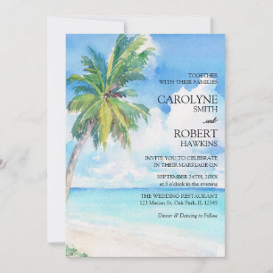 Invitation Palm Tree Minimal Island Tropical Island Beach Mar
