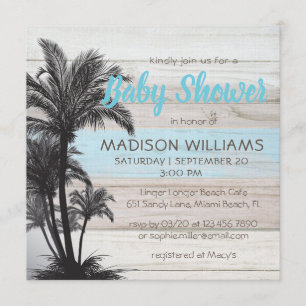 Invitation Palm Tree moderne Plage tropicale Baby shower chic