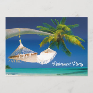 Invitation Palm Tree, Ocean & Hammock Retirement Party