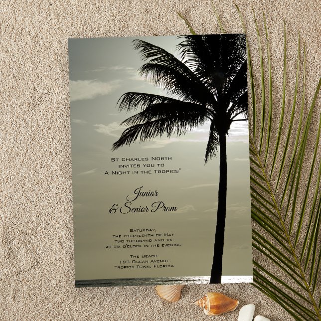 Invitation Palm Tree Silhouette Beach Junior / Senior Prom (Créateur téléchargé)