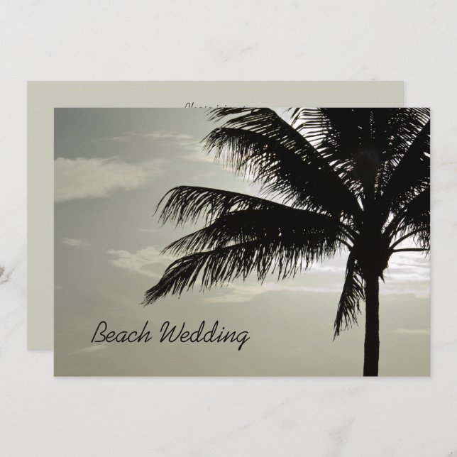Invitation Palm Tree Silhouette Beach Mariage (Devant / Derrière)