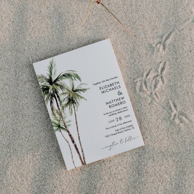 Invitation Palm Tree Tropical | Photo Mariage minimale (Créateur téléchargé)