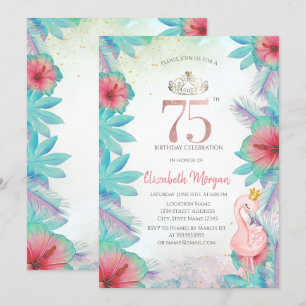 Invitation Palm tropical Feuille Hibiscus Flamant rose rose 7