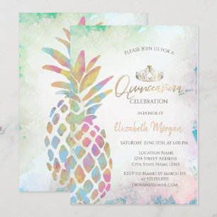 Invitation Palme d'ananas coloré tropical été