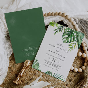 Invitation Palme Tropical Sauvage Décontracté Tout En Un Mari