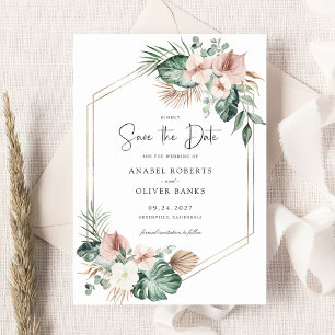 Invitation Palme tropicale Flore Blush Géométrique Enregistre
