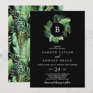 Invitation Palme tropicale sauvage Mariage de monogramme no