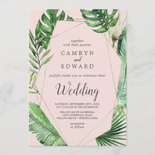 Invitation Palme tropicale sauvage   Mariage géométrique tran