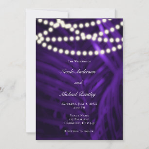 Invitation Palme tropicale violette Feuilles & Mariage lumine