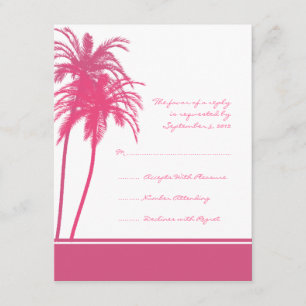 Invitation Palmes tropicales roses et blanches cha