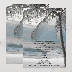 Invitation Palmier blanc Cocotier & Lumières Mariage de plage