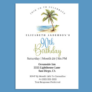 Invitation Palmier de la Plage 90e Anniversaire