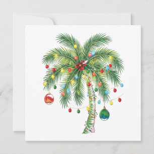 Invitation Palmier de Noël tropical avec lumières et ornam