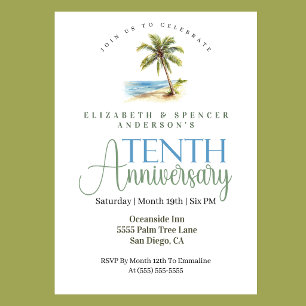 Invitation Palmier de Plage 10e Anniversaire de Mariage
