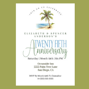 Invitation Palmier de Plage 25e Anniversaire de Mariage