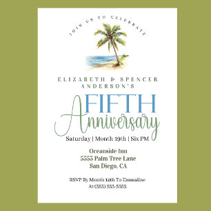 Invitation Palmier de Plage 5e Anniversaire de Mariage