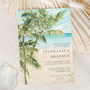 Invitation Palmier moderne Lumières Plage tropicale Mariage