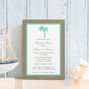Invitation Palmier tropical Burlap Beach Mariage Douche