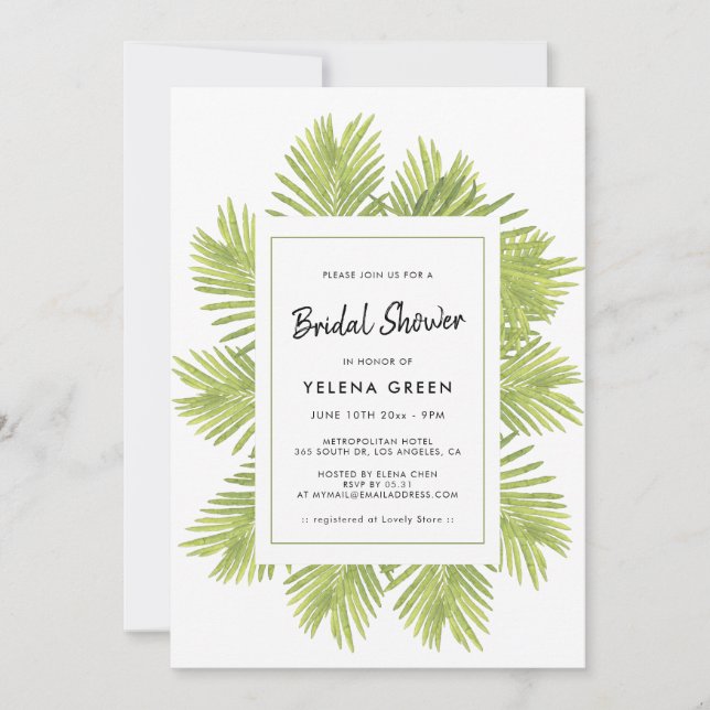 Invitation Palmier tropical Douche nuptiale (Devant)