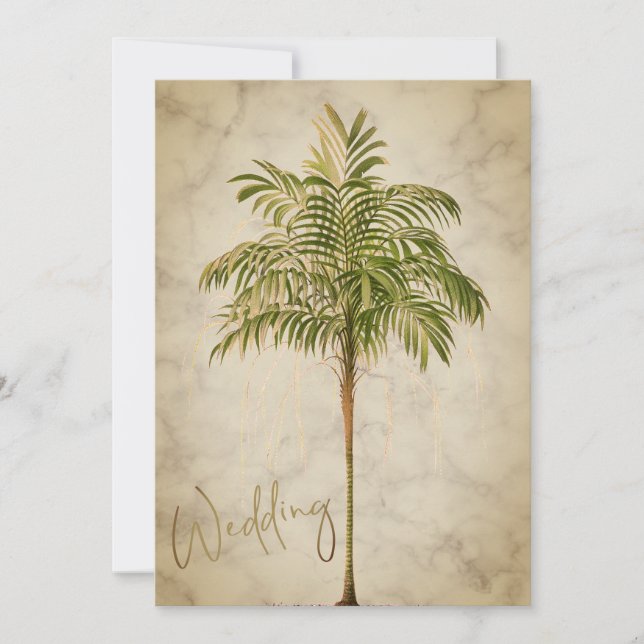 Invitation Palmier Tropical Elégant Mariage moderne et chic (Devant)
