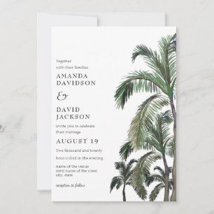 Invitation Palmier tropical Greenery Island Beach Mariage