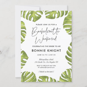 Invitation Palmier vert tropical feuille Bachelorette Week-en