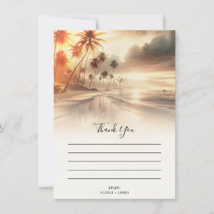Invitation Palmiers & Coucher de Soleil Orange Mariage sur la