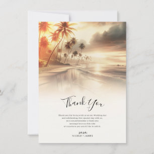Invitation Palmiers & Coucher de soleil orange Mariage sur la