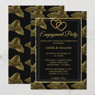 Invitation Palmiers de la partie d'engagement de coeur romant