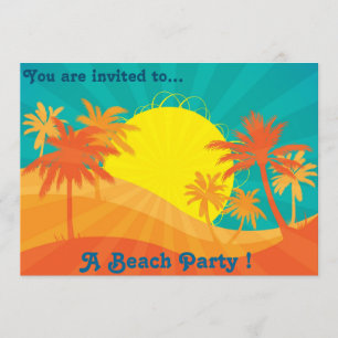 Invitation Palmiers de plage de la fête de plage Retro Beach