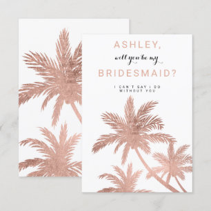 Invitation Palmiers d'or rose modernes tropicaux Bridesmaid