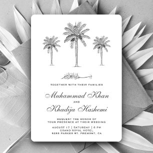 Invitation Palmiers gris islamiques mariage musulman