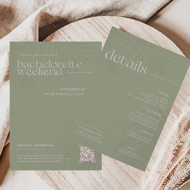 Invitation Palmiers minimaux modernes | Fin de semaine de bac (Créateur téléchargé)