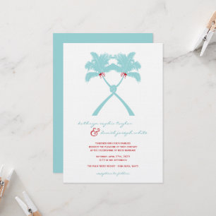 Invitation Palmiers noués Coeurs Plage tropicale Mariage
