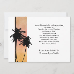 Invitation Palmiers Peach Yellow Ombre Réception Seulement