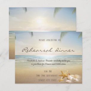 Invitation Palmiers Plage du coucher de soleil Coquillages D