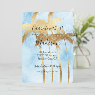 Invitation Palmiers Tropical Bleus