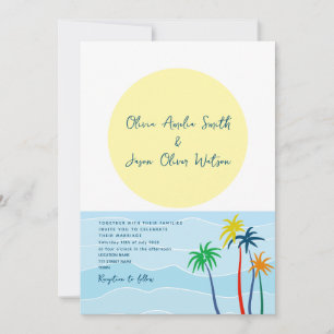 Invitation Palmiers Tropical Destination Plage Mariage