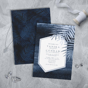 Invitation Palmiers Tropicaux de Minuit Bleu ID1322