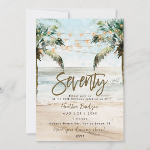 Invitation Palmiers tropicaux de plage 70e anniversaire