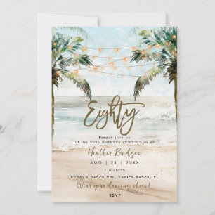 Invitation Palmiers tropicaux de plage 80e anniversaire