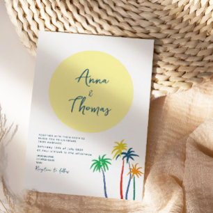 Invitation Palmiers tropicaux Destination Plage Mariage