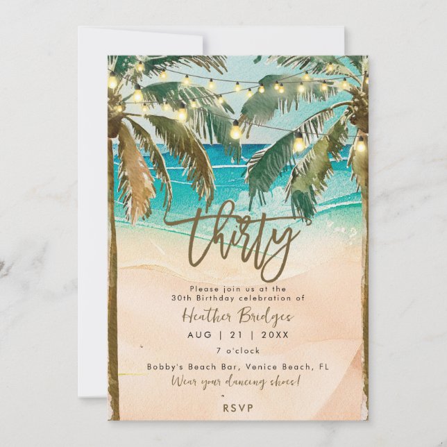 Invitation Palmiers tropicaux fête du 30e anniversaire (Devant)