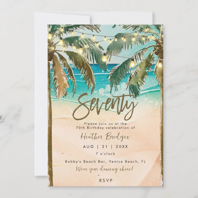 Invitation Palmiers tropicaux fête du 70e anniversaire (Devant)