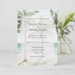 Invitation Palmiers tropicaux Ocean Beach Mariage