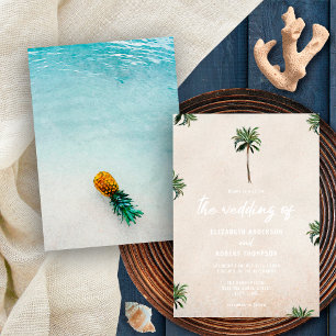 Invitation Palmiers Tropicaux Plage de Sable Ananas Mariage