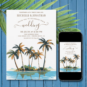 Invitation Palmiers tropicaux Plage Destination Mariage