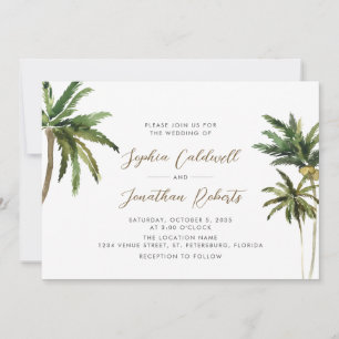 Invitation Palmiers tropicaux QR Code Destination Mariage