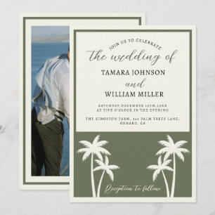 Invitation Palmiers tropicaux Sage Green Mariage Photo
