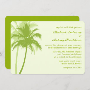 Invitation Palmiers verts Plage tropicale Mariage
